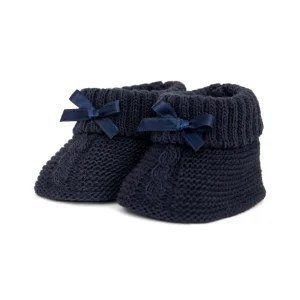 Gebreide baby slofjes - marineblauw