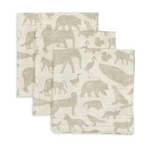 Hydrofiele monddoekjes Animal - olive green - 3 stuks)