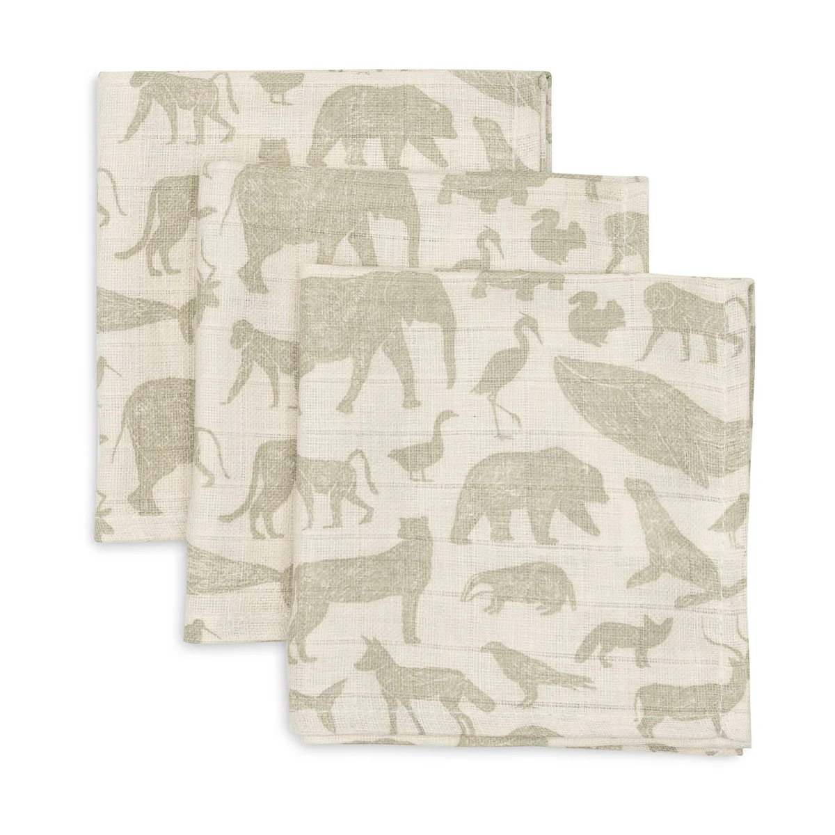 Hydrofiele monddoekjes Animal - olive green - 3 stuks) - Afbeelding 2