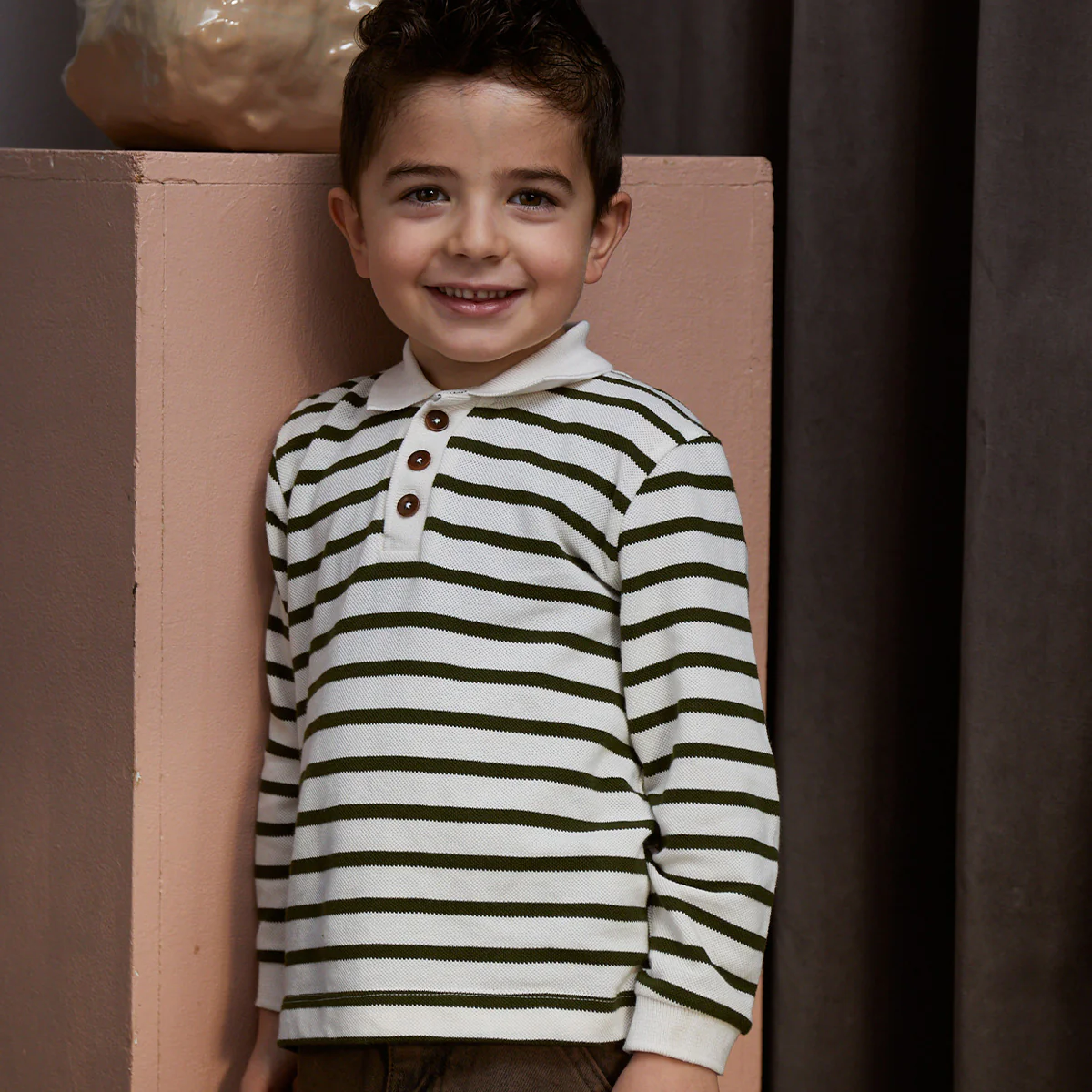 Copenhagen Colors - striped pique polo - forest green - Afbeelding 3