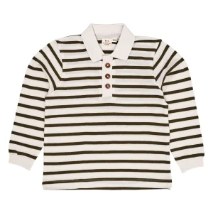 Copenhagen Colors - striped pique polo - forest green