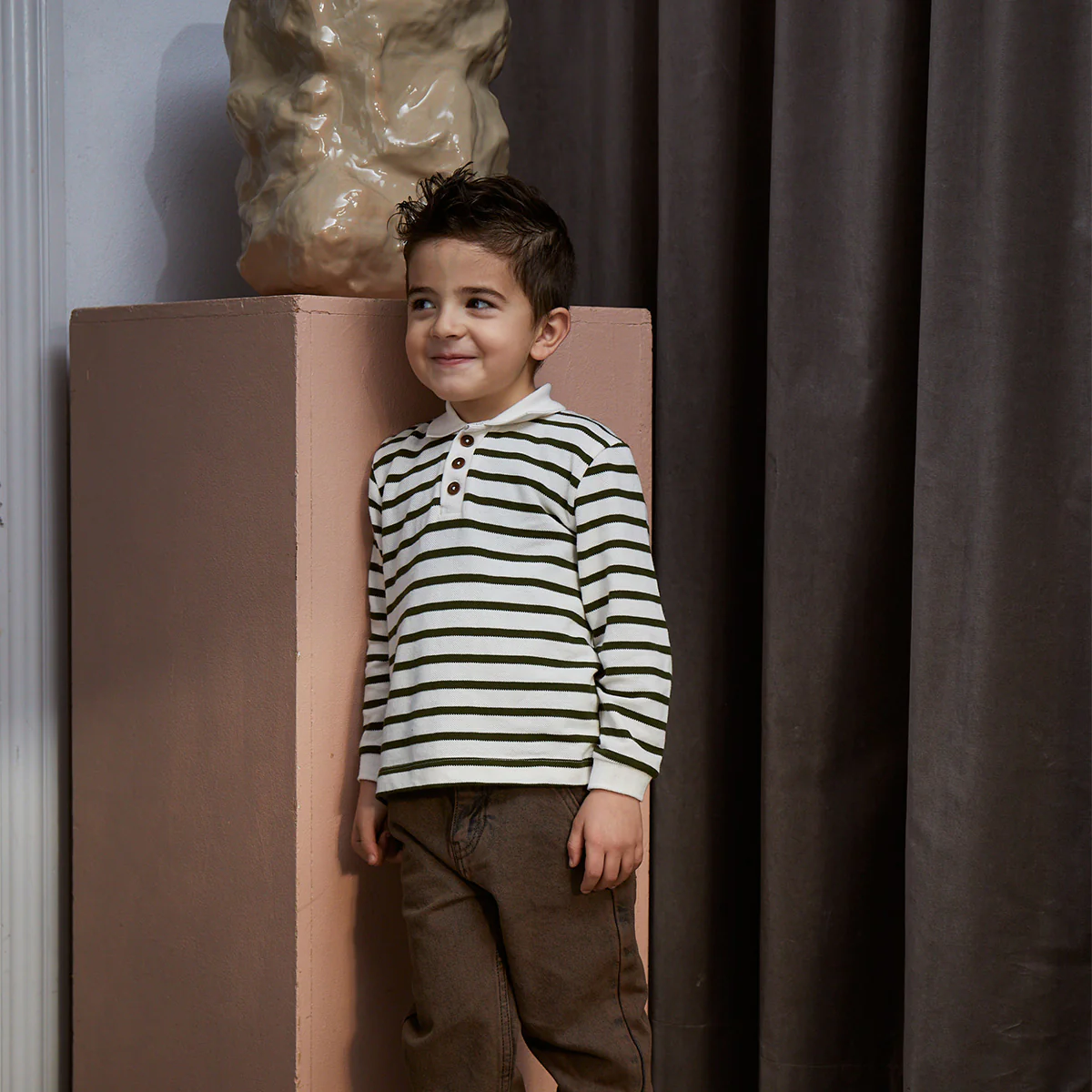 Copenhagen Colors - striped pique polo - forest green - Afbeelding 4