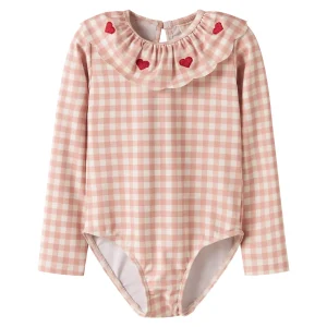 Lil'Atelier - swimsuit longsleeves square hearts - misty rose