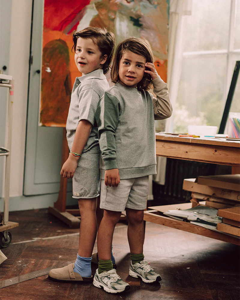 Baje Studio - knitted polo Estoi - blue steel - Afbeelding 4