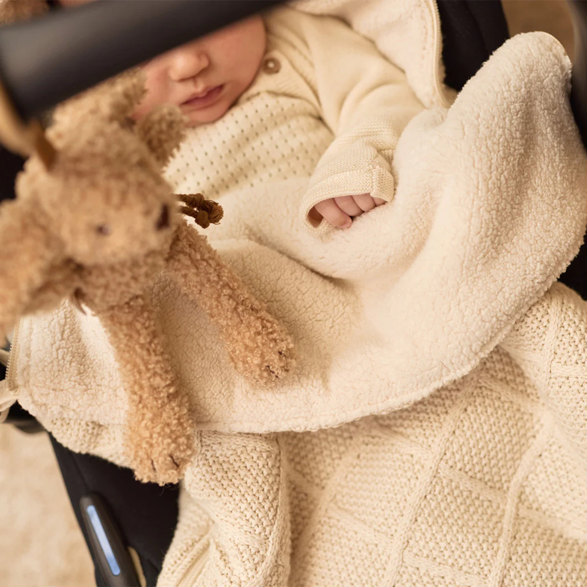 Voetenzak groep 0+ 3/5 punts Check Knit - Oatmeal - Afbeelding 3