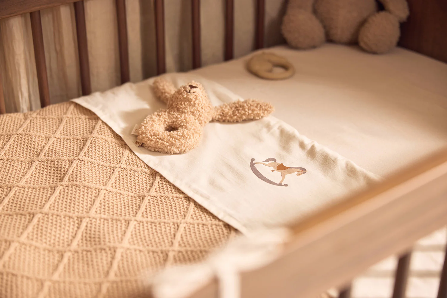 Wiegdeken Check Knit - Biscuit - 75x100cm - Afbeelding 3