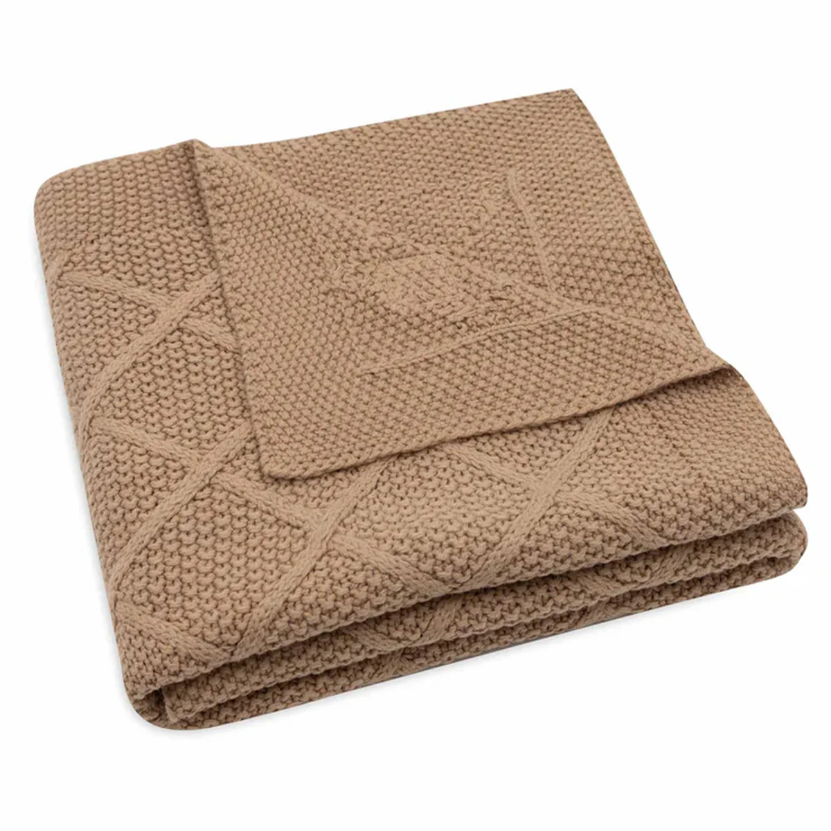 Wiegdeken Check Knit - Biscuit - 75x100cm - Afbeelding 2