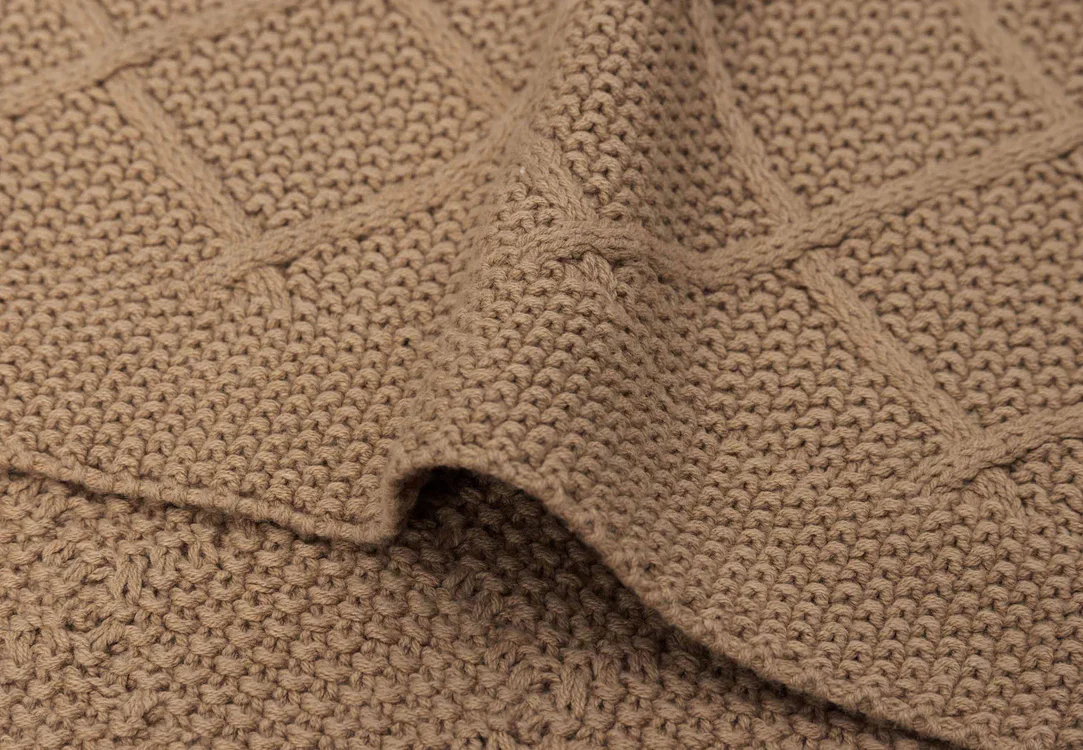 Wiegdeken Check Knit - Biscuit - 75x100cm - Afbeelding 5